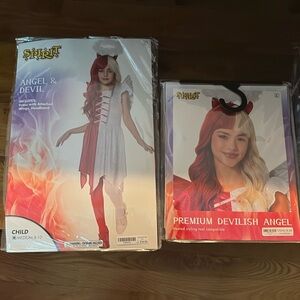 Spirit Halloween Angel & Devil child’s costume and wig